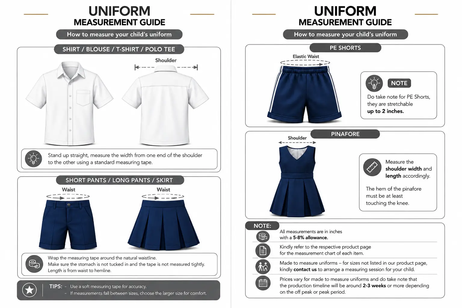Shirley Uniform Measurement Guide